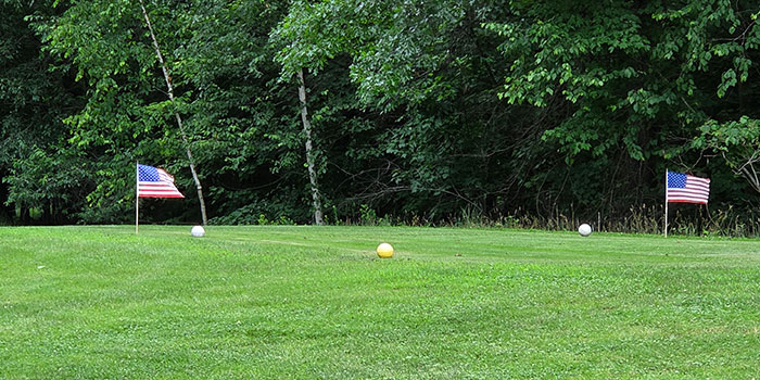 Golf Course With American Flags